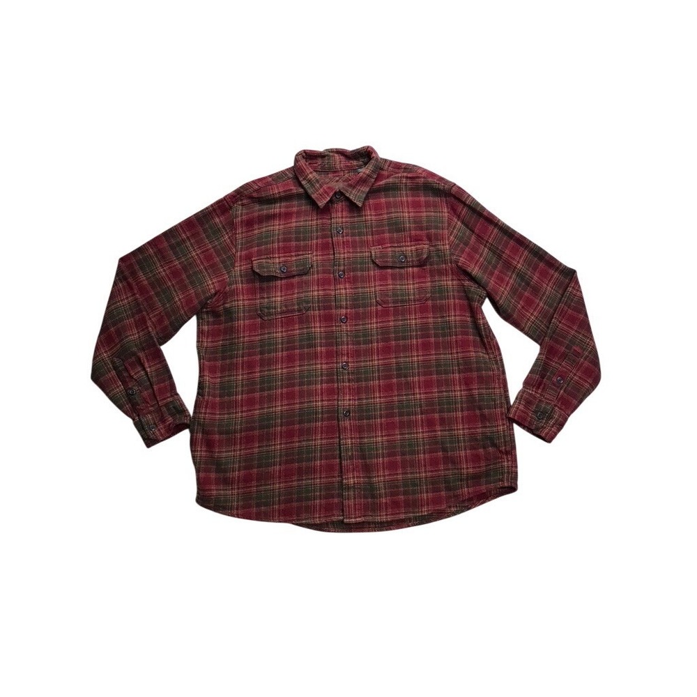 Orvis Flannel Shirt Mens XXL Red Plaid Long Sleeve Button Down Outdoor